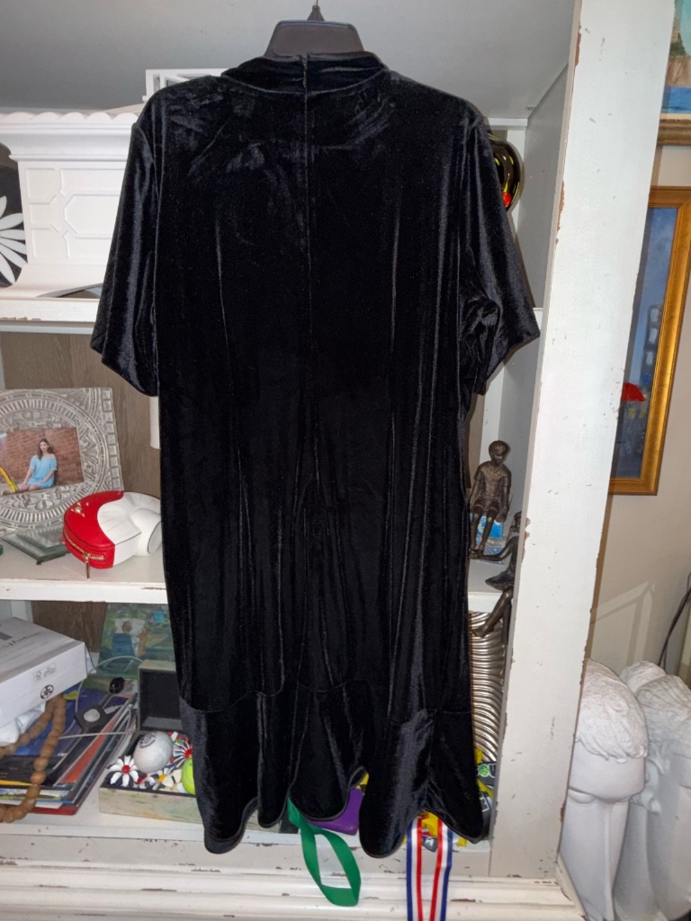 Adrianna Papell sz 18 W stretch velvet dress tie neck detail - Picture 7 of 7